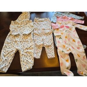 Carters Child of Mine Baby Girl 5pc Lot 6-9M Sleepers Bodysuit Leggings Floral